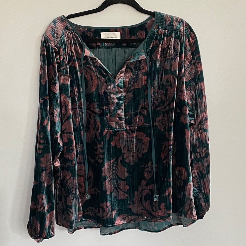 Anthropologie Velvet Shirt Large